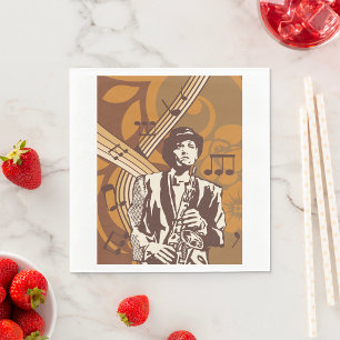 Jazz Musician with Saxophone Napkins