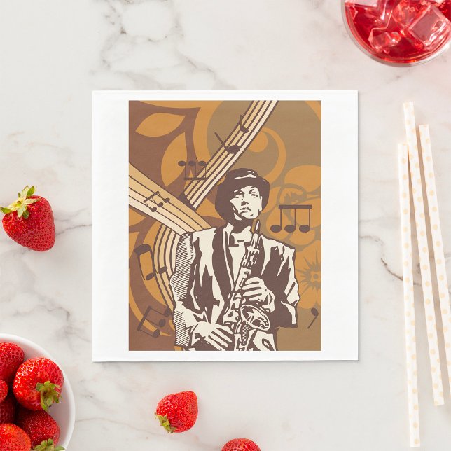 Jazz Musician with Saxophone Napkins (Creator Uploaded)