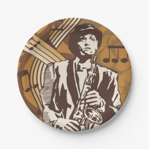Jazz Musician with Saxophone Paper Plates