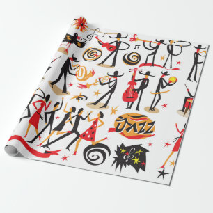 jazz musicians - icons set . Isolated on white bac Wrapping Paper
