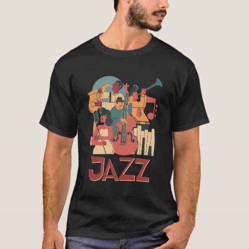Jazz Musicians Orchestra Playing On Stage Smooth J T_Shirt