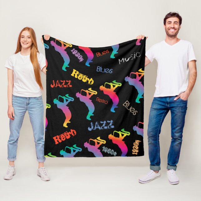 Jazz Musicians Retro Blues Music POP ART Fleece Blanket (In Situ)