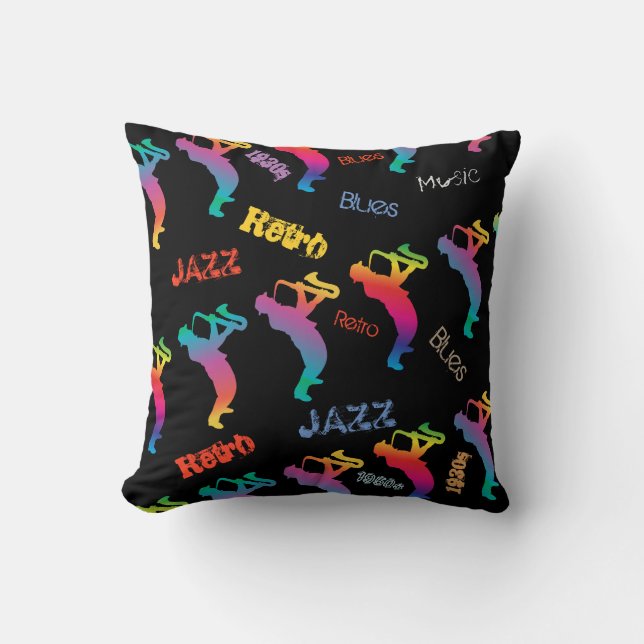 Jazz Musicians Retro Blues Music POP ART Throw Pillow (Front)