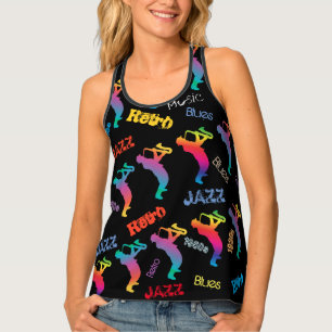 Jazz Musicians Retro Music Blues Pop ART Paint Tank Top