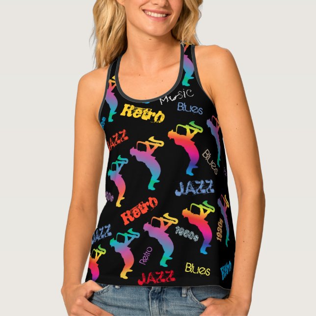 Jazz Musicians Retro Music Blues Pop ART Paint Tank Top (Front)