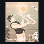 Jazz Musicians Retro Music Blues Vintage ART Paint Poster<br><div class="desc">Jazz Musician Retro Music Blues Vintage Watercolor Illustration,  Jazz Music,  1930s - 1950s. Blues. Saxophone player Retro Sea Beach Landscape,  Sunset,  Watercolor painting by artist Sofia Polonsky. Trendy Vintage Design (Sofiartmedia) for Beautiful Stylish Home Decor. Art & Wall Décor,  Posters & Prints</div>