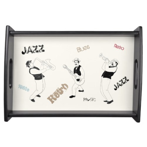 Jazz Musicians Retro Music Blues Vintage ART Paint Serving Tray