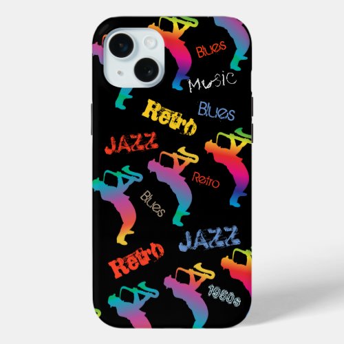 Jazz Musicians Retro Music Blues Vintage Saxophone iPhone 15 Plus Case