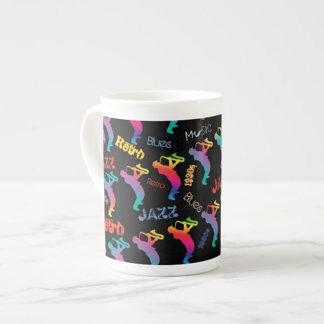 Jazz Musicians Retro Music POP ART 1930s - 1950s Bone China Mug (Front Left)