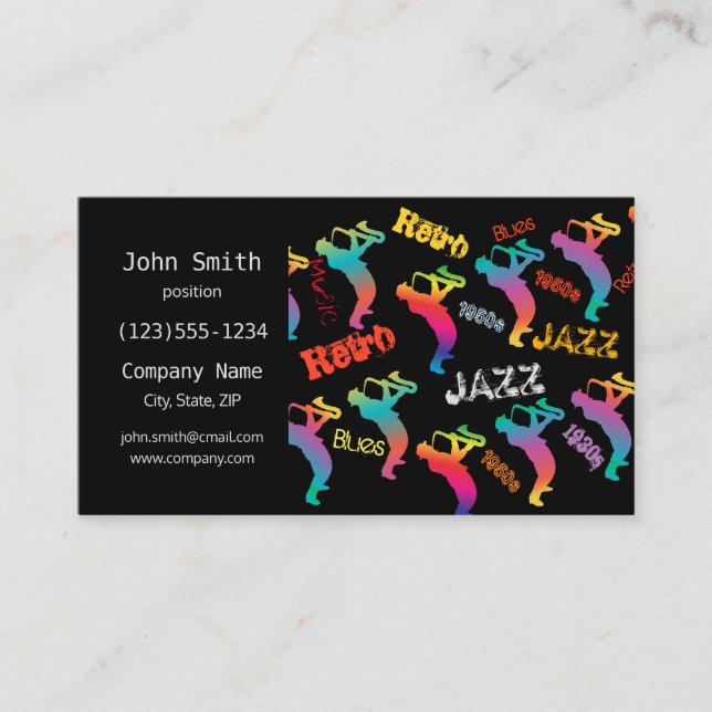 Jazz Musicians Retro Music POP ART 1930s - 1950s Business Card (Front)