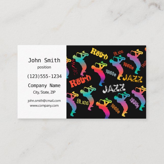 Jazz Musicians Retro Music POP ART 1930s - 1950s Business Card (Front)