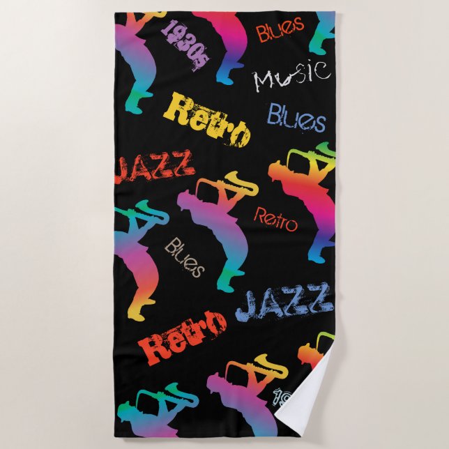Jazz Musicians Retro Music POP ART Beach Towel (Front)