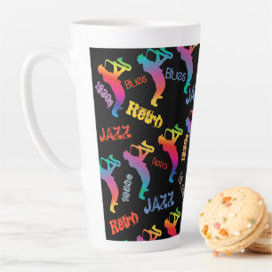 Jazz Musicians Retro Music POP ART Rainbow Latte Mug