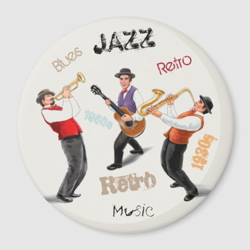 Jazz Musicians Retro Music Vintage Illustration Magnet