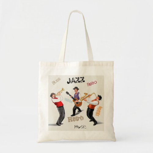Jazz Musicians Retro Music Vintage Illustration Tote Bag