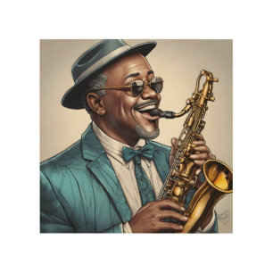 jazz musicians wood wall art