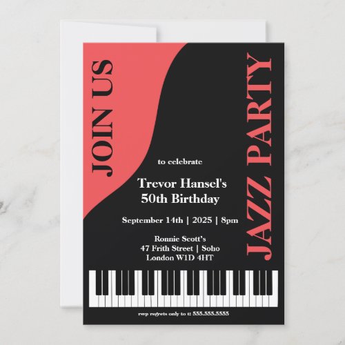 Jazz Party Birthday Invitation