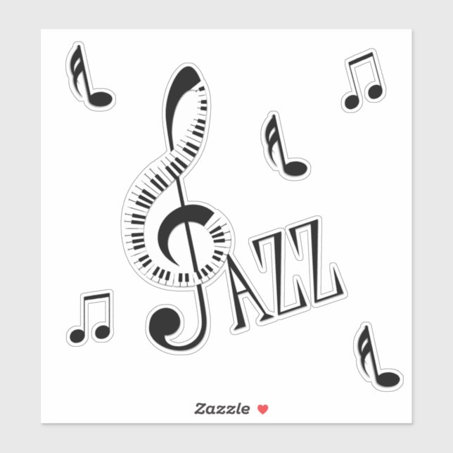 Jazz Piano G Clef and Notes Sticker (Sheet)