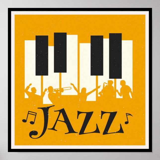 Jazz Piano Music Illustration Musical notes Poster (Front)