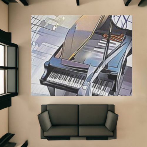 Jazz Piano Spilling Music Area Rug For Musician 