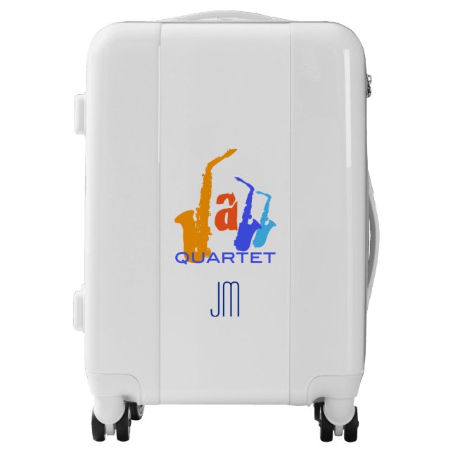 Jazz Quartet Music Monogram Initials Luggage 1 (Front)