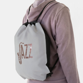 Jazz Sax Word Art Drawstring Bag