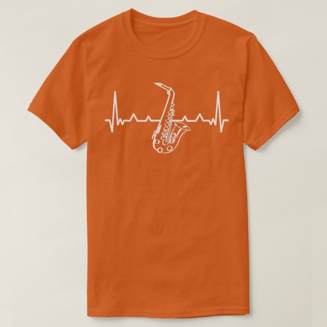 Jazz Saxophone Heartbeat for Jazz Music Lover Sax  T-Shirt (Design Front)