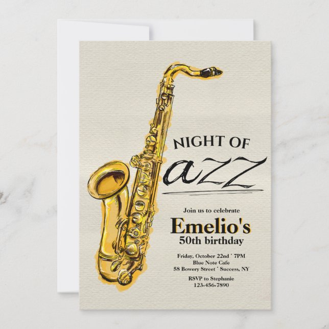 Jazz Saxophone Invitation (Front)