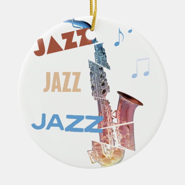 Jazz Saxophone Modern Art Ceramic Ornament (Front)