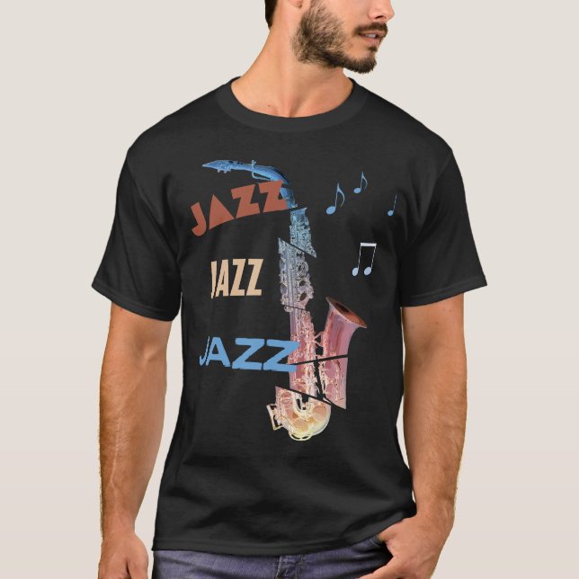 Jazz Saxophone Modern Art T-Shirt (Front)