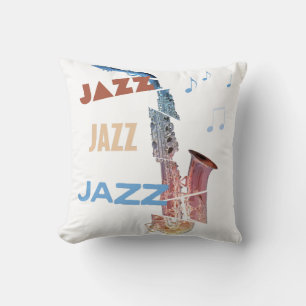 Jazz Saxophone Modern Art Throw Pillow