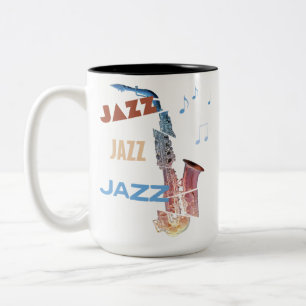 Jazz Saxophone Modern Art Two-Tone Coffee Mug