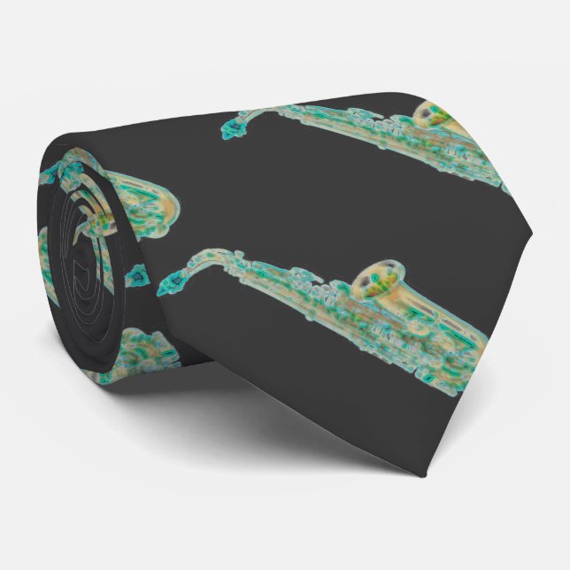 Jazz Saxophone Music Tie (Rolled)