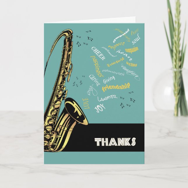 Jazz Saxophone Thank You Card (Front)