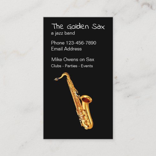 Jazz Saxophone Theme Business Card
