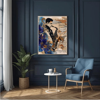 Jazz Saxophone Wall Art – Abstract Music Canvas 