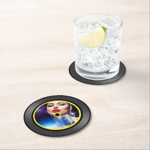 Jazz Singer Vinyl Record Round Paper Coaster