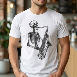 Jazz Skeleton Saxophone Player – Music Lover T-Shirt