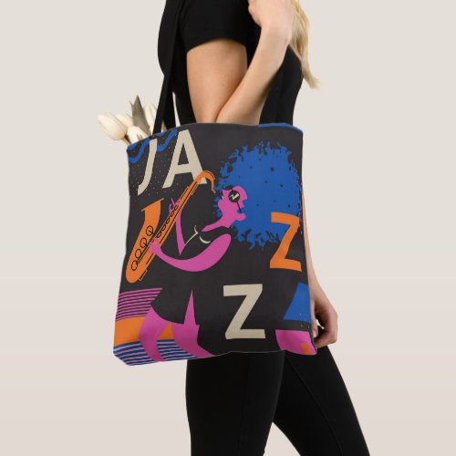 Jazz Theme  Saxophone Music Tote Bag