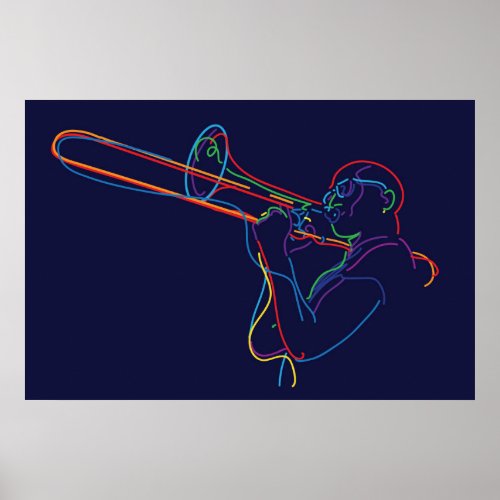 Jazz trombone player poster