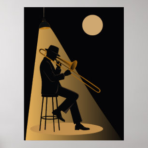Jazz Trombone Player Print   Vintage Jazz 