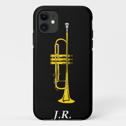 Jazz Trumpet add your Initials case_mate  Iphone4 iPhone 11 Case