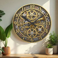 Jazz Trumpet Clock, Steampunk, Gold, Music