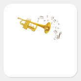 AB Saxophone and Trumpet Dancing Cartoon Classic Round Sticker, Zazzle