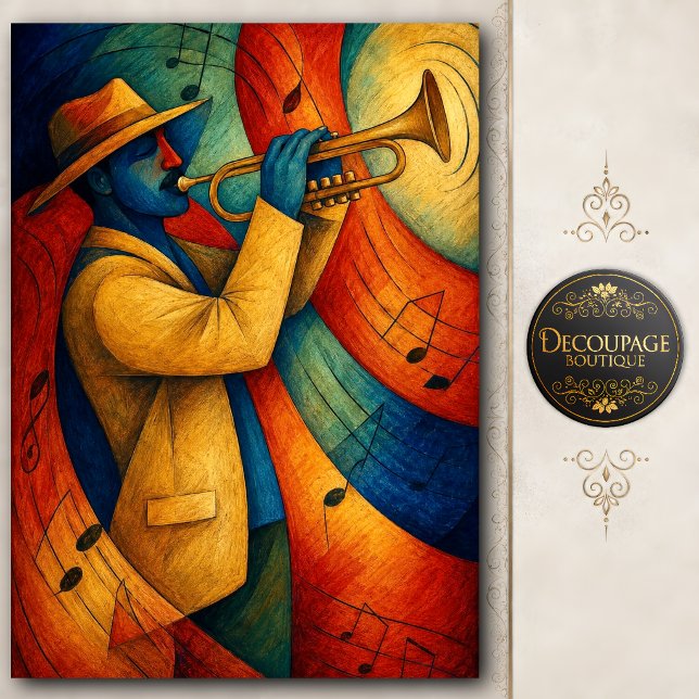 Jazz Trumpet Rhythm Decoupage Tissue Paper (Jazz Trumpet Rhythm Decoupage Tissue Paper)