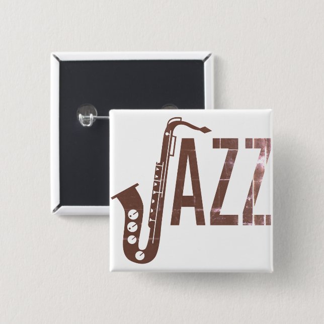 Jazz Typography Sax Button (Front & Back)