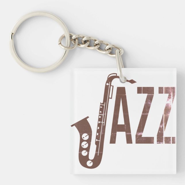 Jazz Typography Sax Keychain (Front)