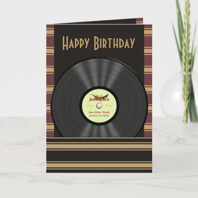 Jazz Vinyl Record Personalized Cards (Front)