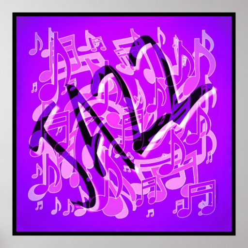 Jazz Violet Infusion Purple Music Notes Art Poster | Zazzle