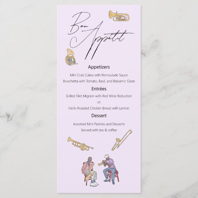 Jazz Watercolor Wedding menu (Front)